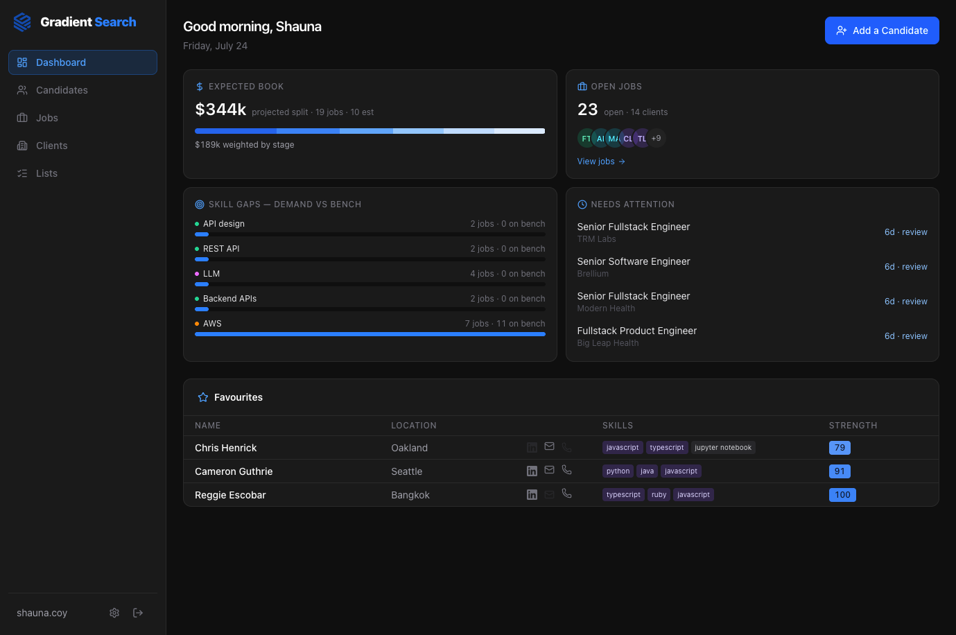 The back-end recruiting app